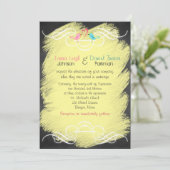 黒板の結婚式の招待のお洒落な愛鳥 招待状 (スタンド正面)