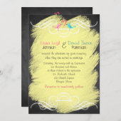 黒板の結婚式の招待のお洒落な愛鳥 招待状 (正面/裏面)