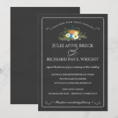 黒板の結婚式招待状のデイジーの花束 招待状 (正面/裏面)