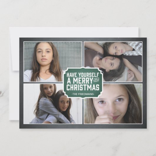 黒板の緑によって組み立てられる休日の写真カード シーズンカード (正面)