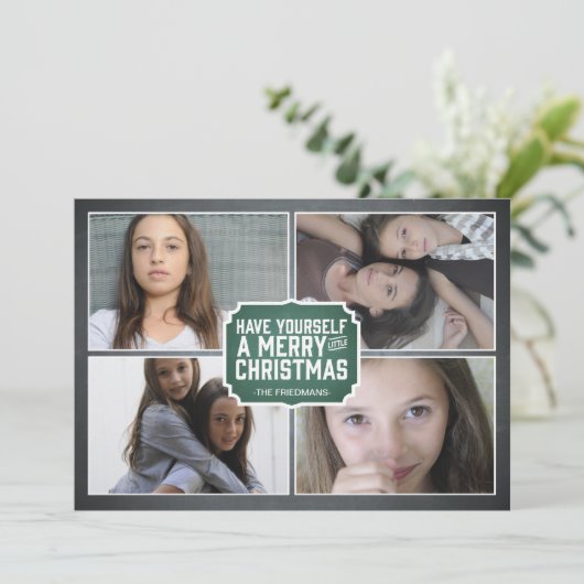 黒板の緑によって組み立てられる休日の写真カード シーズンカード (スタンド正面)