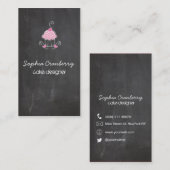 黒板の縦の名刺のコップのケーキ 名刺 (正面/裏面)