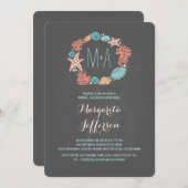 黒板の航海のなリースのビーチのブライダルシャワー 招待状 (正面/裏面)