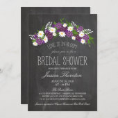黒板の花が咲く ブライダルシャワー 招待状 (正面/裏面)