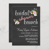 黒板の花のブライダルシャワーのブランチの招待 招待状 (正面/裏面)
