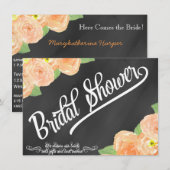 黒板の花のブライダルシャワーの招待状 招待状 (正面/裏面)