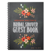 黒板の花のブライダルシャワーの来客名簿 ノートブック (正面)