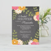 黒板の花のミイラの花のブライダルシャワー 招待状 (スタンド正面)