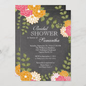 黒板の花のミイラの花のブライダルシャワー 招待状 (正面/裏面)