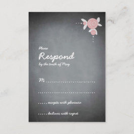 黒板の花のリースの応答 出欠カード