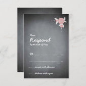 黒板の花のリースの応答 出欠カード (正面/裏面)