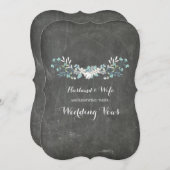 黒板の花のヴィンテージの誓約の更新の招待状 招待状 (正面/裏面)