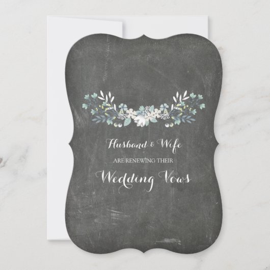 黒板の花のヴィンテージの誓約の更新の招待状 招待状 (正面)