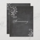 黒板の花の結婚発表 招待状 (正面/裏面)