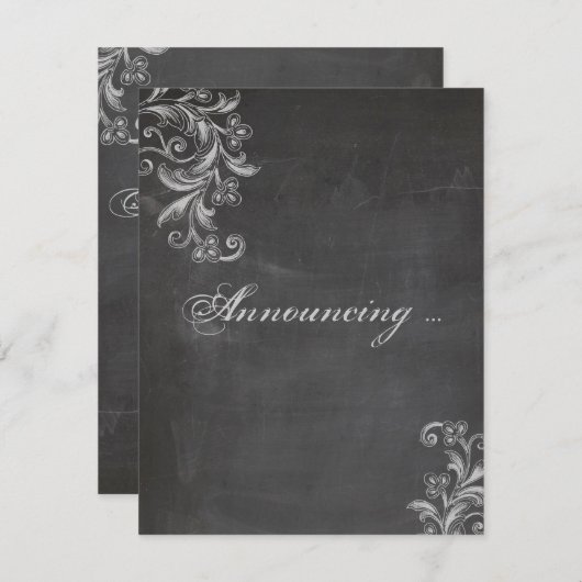 黒板の花の結婚発表 招待状 (正面/裏面)