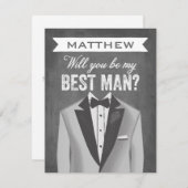 黒板の花婿介添人|の花婿の付添人 招待状 (正面/裏面)