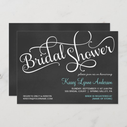 黒板の花嫁のウェディングシャワーの招待状 招待状 (正面/裏面)