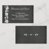 黒板の花屋の名刺の白い花 名刺 (正面/裏面)