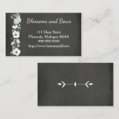 黒板の花屋の名刺の白い花 名刺 (正面/裏面)