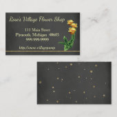 黒板の花屋の名刺の黄色バラ 名刺 (正面/裏面)