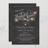 黒板の花柄のブライダルシャワー招待状 招待状 (正面/裏面)