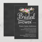 黒板の花柄クラシカル ブライダルシャワー 招待状 (正面/裏面)