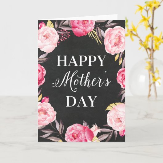 黒板の花柄|の母の日の挨拶状 カード (黄色い花)