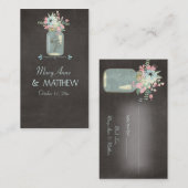 黒板の花素朴メイスンジャーモダンフローラ プレイスカード (正面/裏面)