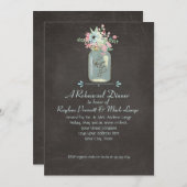 黒板の花素朴メイスンジャーモダンフローラ 招待状 (正面/裏面)