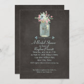 黒板の花素朴メイスンジャーモダンフローラ 招待状 (正面/裏面)