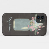 黒板の花素朴メイスンジャーモダンフローラ Case-Mate iPhoneケース (裏面(横))