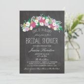 黒板の花開花ブライダルシャワー 招待状 (スタンド正面)