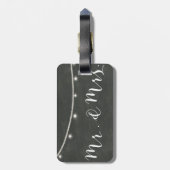 黒板の荷物のラベルMr&Mrsのきらめきライト ラゲッジタグ (裏面縦)