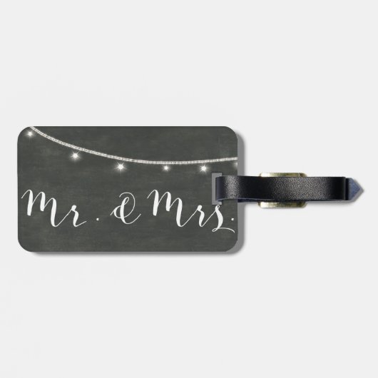 黒板の荷物のラベルMr&Mrsのきらめきライト ラゲッジタグ (裏面横)