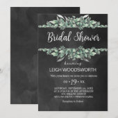 黒板の葉のブライダルシャワーへの招待 招待状 (正面/裏面)