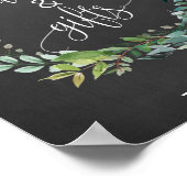 黒板の葉のリース カードとギフト サイン (角)