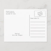 黒板の葉の結婚式の日付を保存 案内ポストカード (裏面)