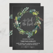 黒板の葉リースの駆け落ち告知 案内状 (正面/裏面)