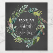 黒板の葉リースブライダルシャワー ワインラベル (シングルラベル)