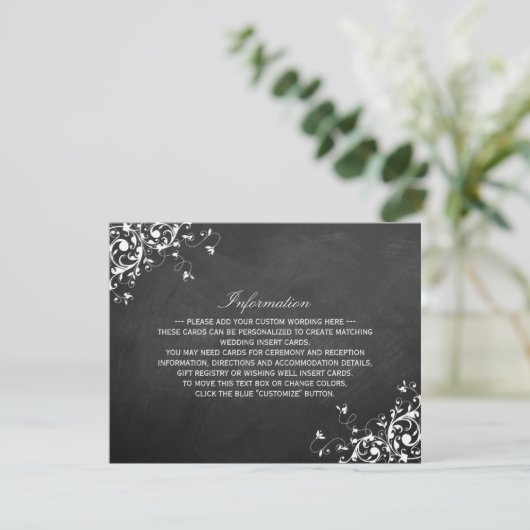 黒板の詳細の白い結婚渦巻き エンクロージャーカード (スタンド正面)