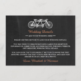 黒板の詳細インサートに結婚おけるタンデム自転車 エンクロージャーカード