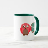 黒板の赤いフクロウの先生 マグカップ (正面右)
