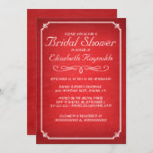 黒板の赤く及び白いブライダルシャワー招待状 招待状 (正面/裏面)