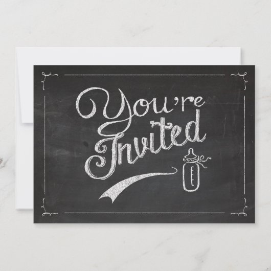 黒板の赤ちゃんシャワーの招待 招待状 (裏面)