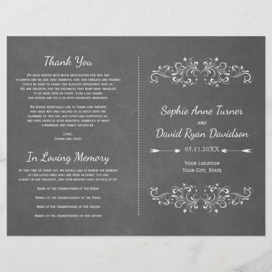 黒板の輝きと渦巻き |結婚式 プログラム (正面)