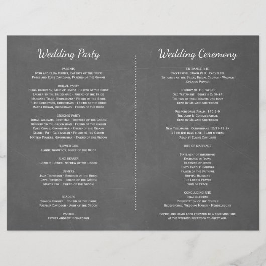 黒板の輝きと渦巻き |結婚式 プログラム (裏面)