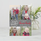 黒板の農家の家族写真のクリスマスカード 招待状 (スタンド正面)