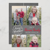 黒板の農家の家族写真のクリスマスカード 招待状 (正面/裏面)