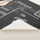 黒板の郵便はがきの古いファッションの緑の雪だるま シェルパブランケット (3/4)