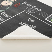 黒板の郵便はがきの古いファッションの青の雪だるま シェルパブランケット (3/4)